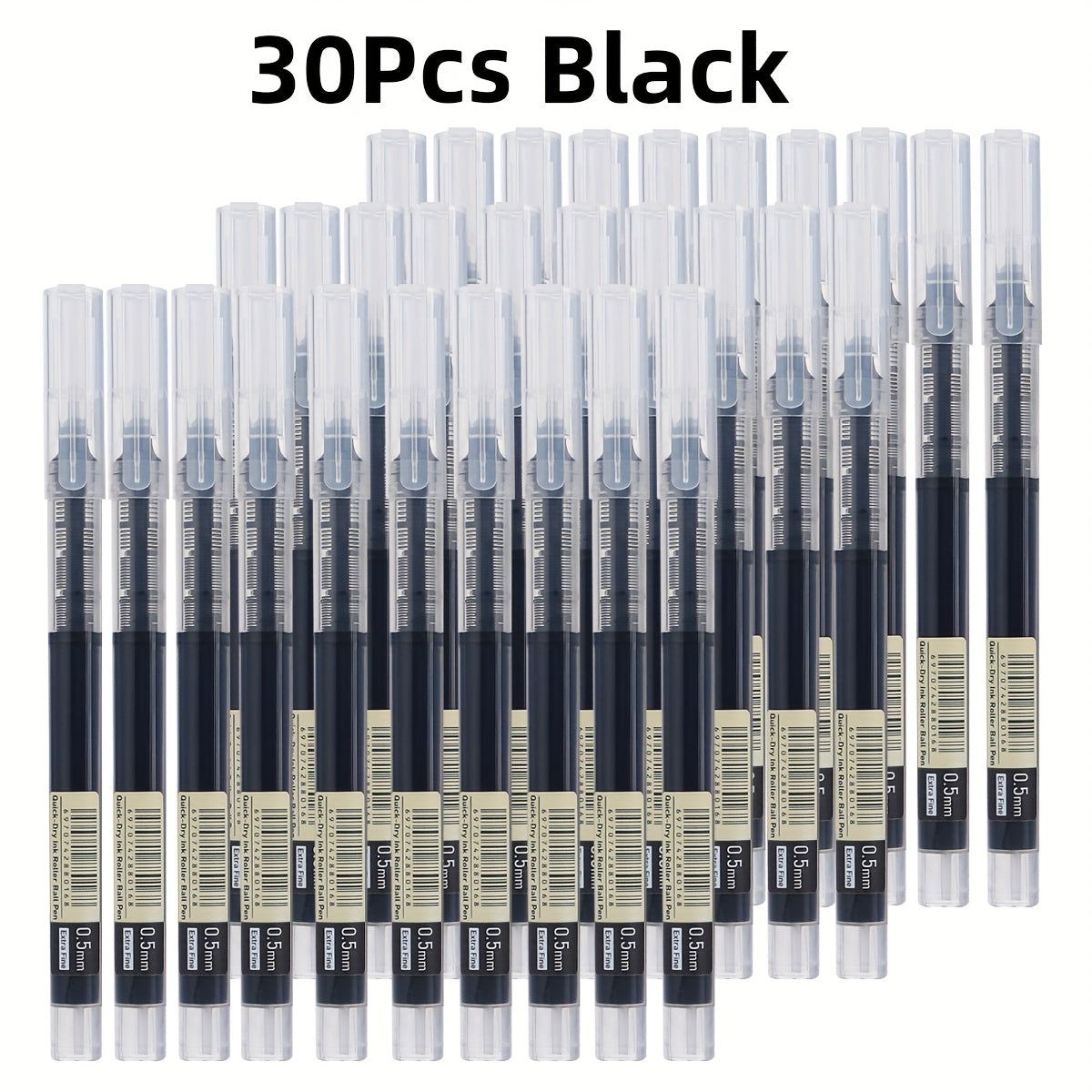 Luckins 30-Pack Quick-Dry Gel Pens, 0.5mm Fine Tip, Assorted Colors (Black/Blue/Red)