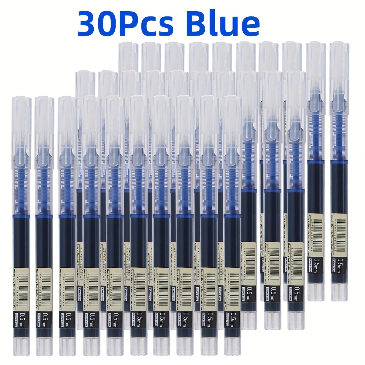 Luckins 30-Pack Quick-Dry Gel Pens, 0.5mm Fine Tip, Assorted Colors (Black/Blue/Red)