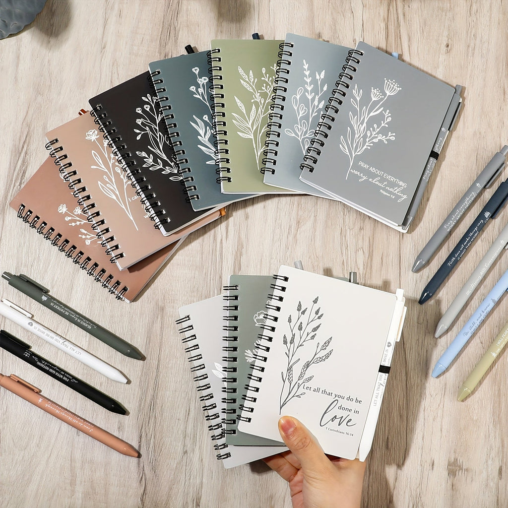 Luckins 20-Set A6 Spiral Notebooks with Ballpoint Pens, Inspirational Pocket Journals
