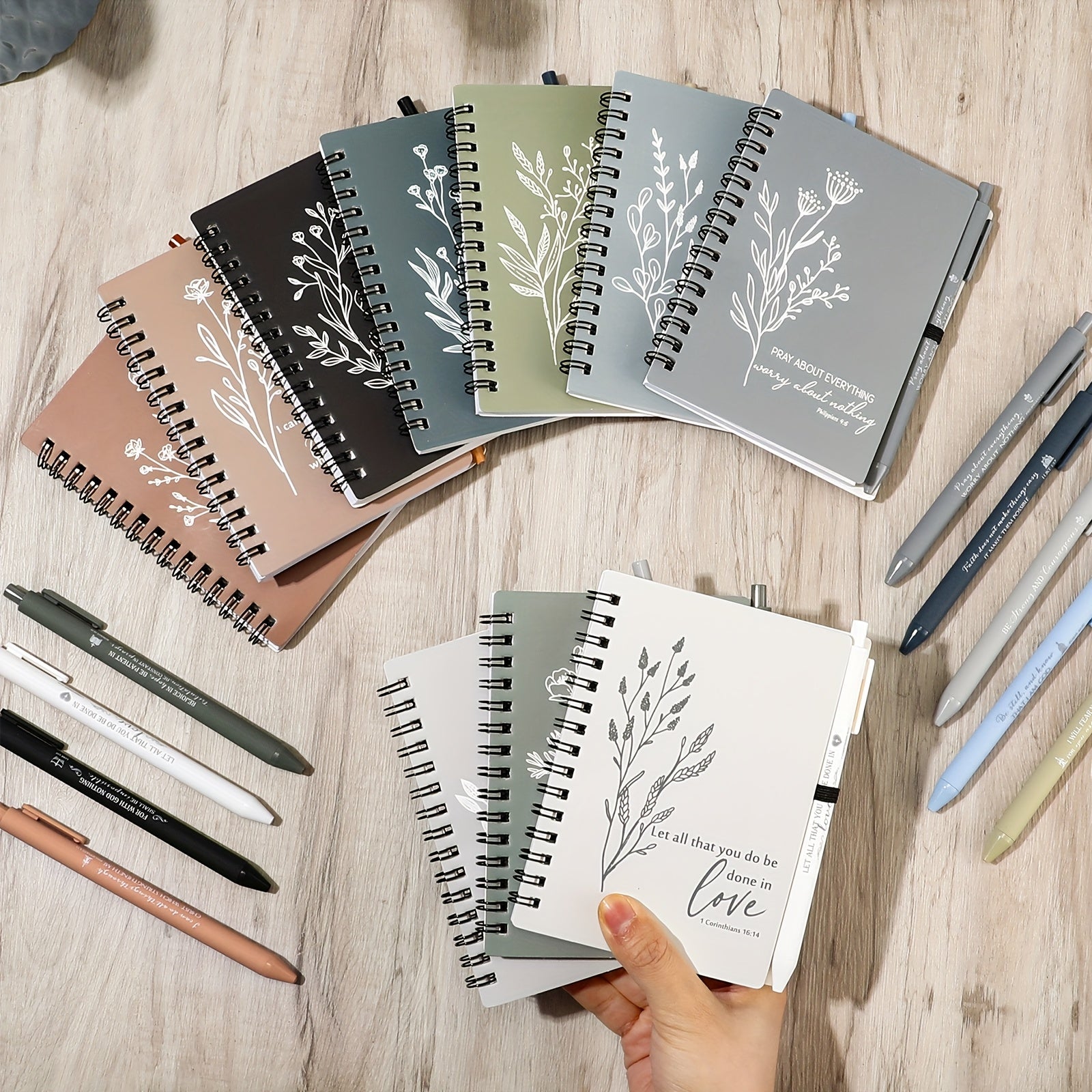 Luckins 20-Set A6 Spiral Notebooks with Ballpoint Pens, Inspirational Pocket Journals
