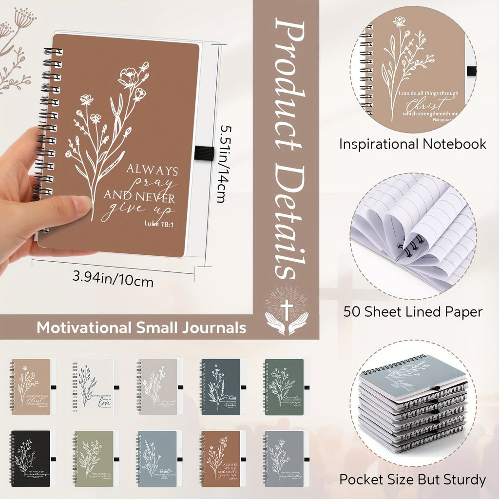Luckins 20-Set A6 Spiral Notebooks with Ballpoint Pens, Inspirational Pocket Journals