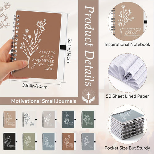 Luckins 20-Set A6 Spiral Notebooks with Ballpoint Pens, Inspirational Pocket Journals