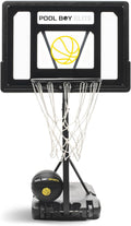 All-In-One Pool Basketball Hoop - Includes Composite Basketball, Air Pump, & Tools - Matte Black Heavy Duty Set - Adjustable Poolside Basketball Goal - Made for Kids, Teens, & Adults