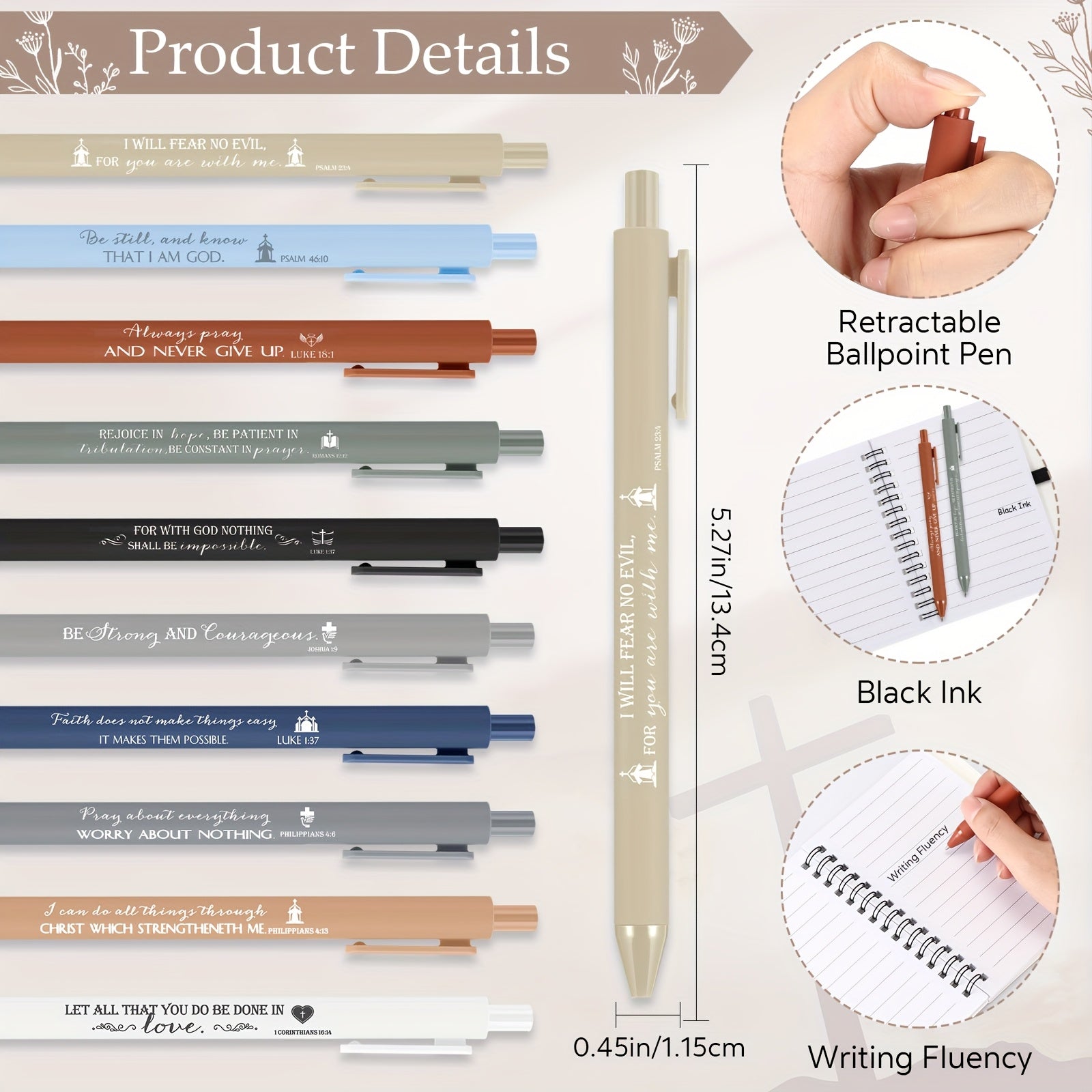 Luckins 20-Set A6 Spiral Notebooks with Ballpoint Pens, Inspirational Pocket Journals