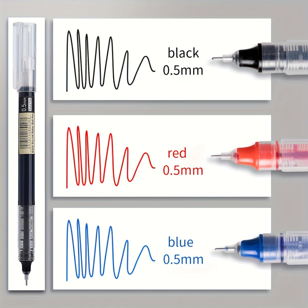 Luckins 30-Pack Quick-Dry Gel Pens, 0.5mm Fine Tip, Assorted Colors (Black/Blue/Red)