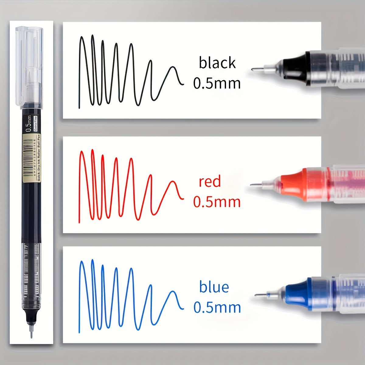 Luckins 30-Pack Quick-Dry Gel Pens, 0.5mm Fine Tip, Assorted Colors (Black/Blue/Red)