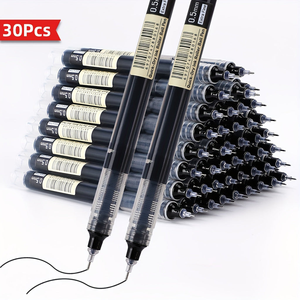 Luckins 30-Pack Quick-Dry Gel Pens, 0.5mm Fine Tip, Assorted Colors (Black/Blue/Red)