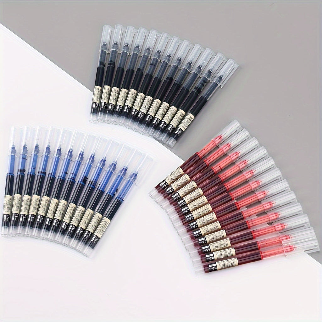 Luckins 30-Pack Quick-Dry Gel Pens, 0.5mm Fine Tip, Assorted Colors (Black/Blue/Red)