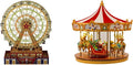 World's Fair Ferris Wheel Musical Animation Indoor Christmas Decor, 15", Gold & Very Merry Carousel Musical Animation Indoor Christmas Decor, 12", Red
