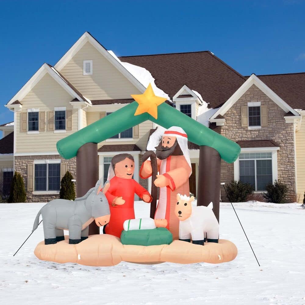 Farm 20ft. Tall Pre-Lighted Christmas Inflatable | Happy Snowman with RGB Lights and Storage Bag | Outdoor Holiday Amplified Holiday Celebration Party Decoration